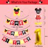 Cartoon Mouse 1st Birthday Party Decorations,One Year Theme Party Supplies Included Banner,Tablecloth,Latex Balloons,Foil Balloons,Cake Topper,Door Sign for First Year Old Boy Baby Shower Decorations