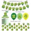 Spring Frog Themed Birthday Party Supplies Safari Birthday Decorations Set with Happy Birthday Banner, Cupcake Toppers, Balloons for Boys Girls Woodland Themed Party Decor