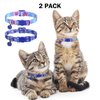 DILLYBUD Breakaway Cat Collars for Girl Boy Cats, Fall Winter All Weather Cat Collar Personalized Pattern 2 Pack,Cute Classic Safety Buckles and Bells,Adjustable Printed Nylon Colorful Blue