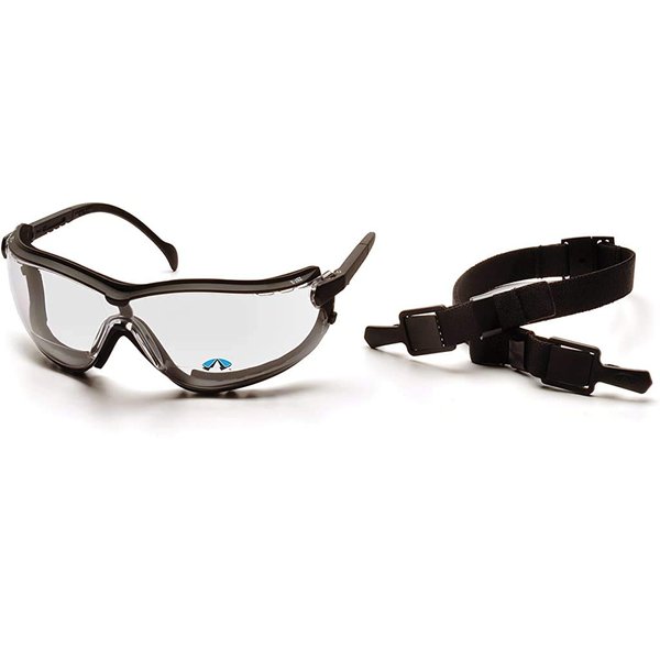PYRAMEX Safety V2G Bifocal Readers Eyewear, Black Strap/Temples, Clear +1.5 Anti-Fog Lens