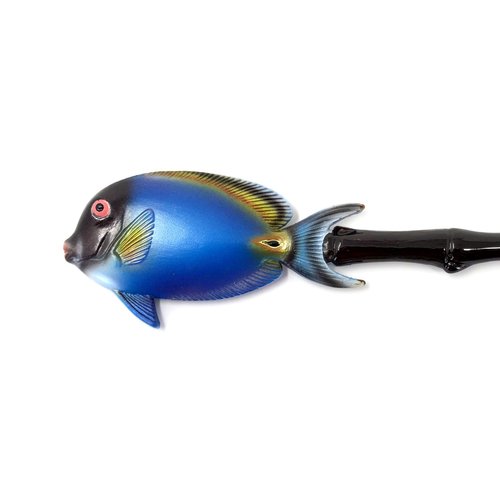 LX Hand Painted Back Scratcher Long Blue Tropical Fish 18"