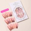 IMRAIN Brown Press on Nails Long Square Fake Nails Rhinestone French Tip False Nails with Pearl Designs Glossy Full Cover Glue on Nails for Women DIY Manicure Decoration 24Pcs