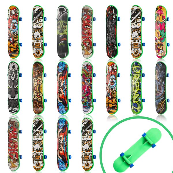 18 Pcs Mini Finger Skateboards Light up LED Finger Toys Novelty Glowing Skateboard Toys Fingerboard Decorations LED Fingertips Movement Finger Toy Skateboard Party Favors(Cool Style)