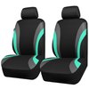 CAR PASS Line Rider Sporty Front Seat Covers,Mint Car Seat Covers Two Front Seats Only for Cute Women Girl, Airbag Compatible,Universal Fit Sedans,Cars,Vans,SUV,Truck(Black and Mint)