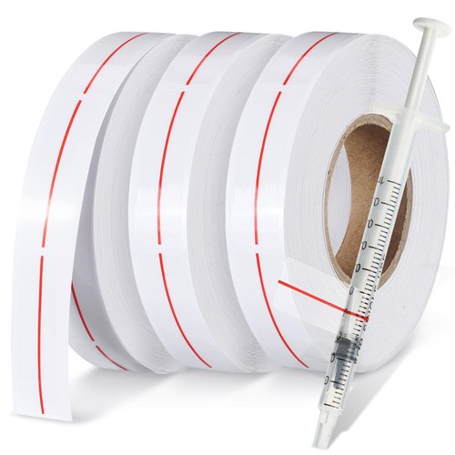 Glenmal 3 Roll Syringe Line Stickers 1.5" x 0.5" Dosage Marking Clear Label Bright Red Indicator Line Pharmacy Labels for Veterinary Medical Pharmacy Medication Healthcare Medicine, 500 Pcs Per Roll