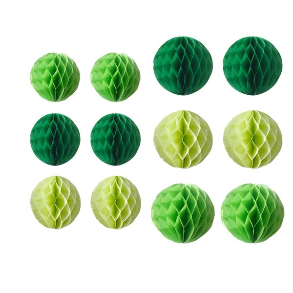 12pcs 6 inch 8 inch Tissue Paper Honeycomb Balls Party Backdrop Decoration Paper Flower Balls Craft Kit Paper Honeycomb Ball for Wedding Room Birthday Baby Shower (Green Set)