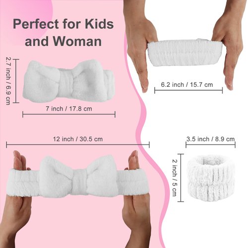 CAVETEE 9 Pcs Headbands for Kids, Towel Headband for Washing Face, Face Wash Wristband Set, Skincare Headband