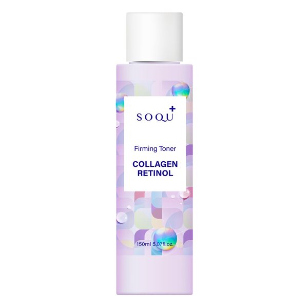 SOQU Collagen Retinol Firming Toner - Facial Toner for Firm Skin and Bright Look - Korean Skincare with Collagen and Retinol for Daily Use - 150ml 5.07 fl oz - Made in Korea