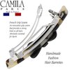 Camila Paris CP3369 French Hair Barrette Clip for Girls, Handmade White Tokyo and Black, Strong Hold Grip Hair Clips for Women, No Slip and Durable Styling Girls Hair Accessories, Made in France