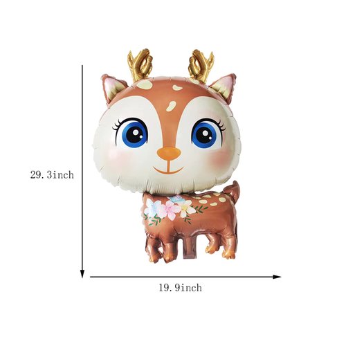 CHIL 2Pcs Deer Balloons Foil Woodland Deer Shaped Animal Balloons Cartoon Animal Deer Wildlife Balloons for Jungle Safari Themed Kids Birthday Party Decorations