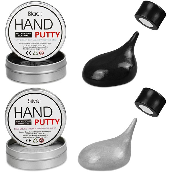 JOYPRO Magnetic Slime Putty, Magnetic Space Putty Slime with Upgraded Magnet Toys for Kids, Fidget Toy Stress Reliever Puddy for Christmas Birthday Gifts Stocking Stuffers(2 Pack, Black&Silver)