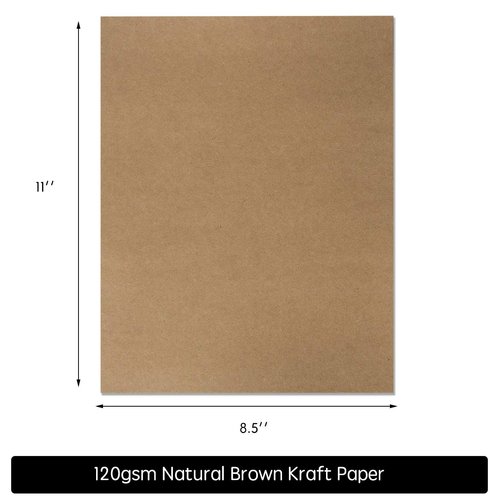 120 Pack Kraft Paper - Brown Stationery Paper- Brown Craft Paper for Arts and Craft, Drawing, D.I.Y. Projects - Letter Size Kraft Paper - Laser & Inkjet Printer Compatible - 8.5 x 11 Inches