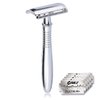 BAILI Classic 3-Piece Metal Double Edge Eco Safety Razor Long Handle Wet Shaving Kit for Men Women with 5 Platinum Blades BD191