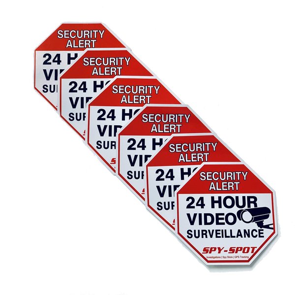 Spy Spot Set of 6 Vinyl Stickers Audio and Video Surveillance Camera