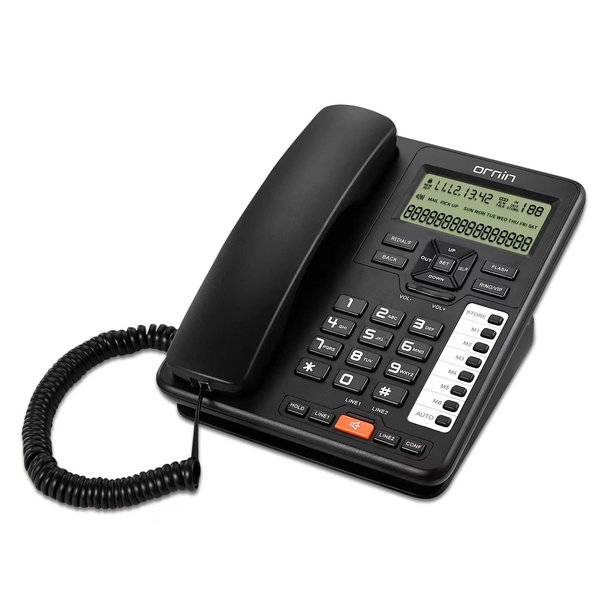 Ornin 2-Line Corded Telephone Systems for small business and house, Desk phone Only (Black)