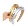 VANTOBEST 2Pcs Vintage Leather Padded Headbands Puffy Sponge Hairbands Wide Brim Headwear Hair Hoop Hair Band Hair Ties Hair Accessories for Women Ladies Girls (Gold and Silver)