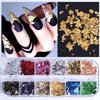 Gold Foil Nail Art Set, Nail Art Decals Stickers Fragments Nail Foil Art Nail Charms, DIY Manicure Nails Design Decal Decoration Gold Silver Leaf Flakes 12 Grids/Set