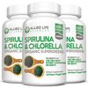 Allied Life Spirulina and Chlorella | Organic Chlorophyll Vegan Protein Powder Green Superfood Capsules | Natural Immune Support (3 Bottle Pack)