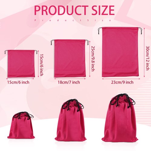 Hillban 20 Pcs Adult Game Toy Storage Bags Microfiber Drawstring Bags Adjustable Toys Organizer Foldable Ditty Bag Pouch Case for Game Toy Cosmetic, 3 Sizes (Pink)