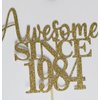 40th Awesome since1984 Cake Topper Cheers to 40 Years Birthday Cake Pick 40 Fabulous Cake Decoration for Happy 40th Birthday Anniversary Party Cake Decorations Supplies (1984, golden)