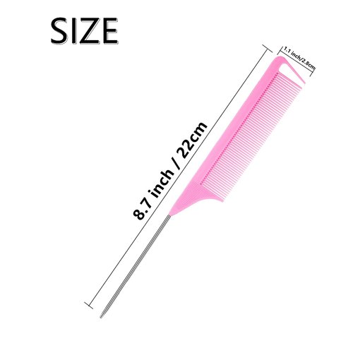 Virtue morals 32 Pieces Carbon Fiber Hair Parting Comb Pink Rat Tail Comb Stainless Steel Pintail Comb Anti Static Heat Resistant Hairdressing Comb for Braids Hair Cutting Hairdressing Styling Tools