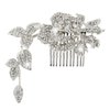 EVER FAITH Wedding Flower Leaf 5.5 Inch Hair Comb Clear Austrian Crystal Silver-Tone