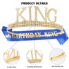 𝘾𝙝𝙖𝙣𝙖𝙘𝙤 Birthday Crown and Sash for Men, King Rhinestone Tiara and Glitter Sashes Hair Accessories Set, Crystals Happy Birthday Gift and Decoration for Party Favors