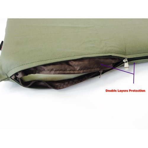 Luxurious Comfort Solid Pad Memory Foam Pet Dog Bed with Inner Waterproof Case and External Cover for Small and Medium Dogs + Free 2nd Cover (Complete Bed - 34"x27"x3", Canvas - Green)