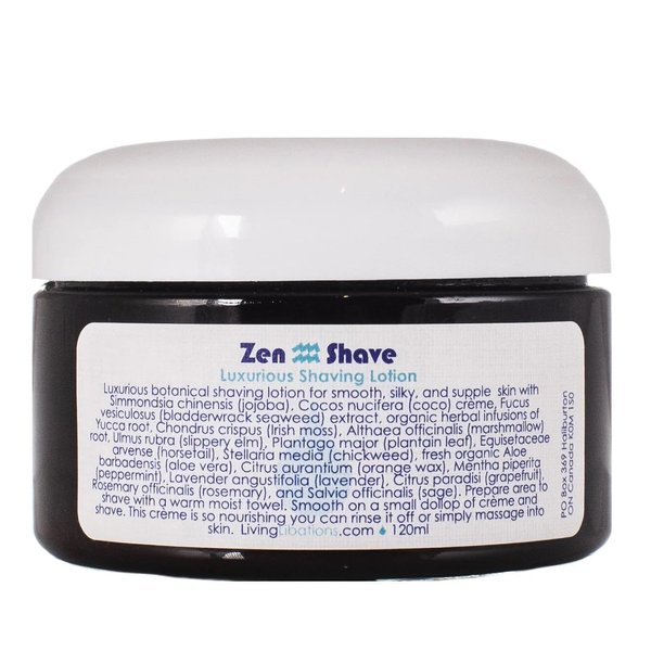 Living Libations - Organic Zen Shave Lotion | Natural, Wildcrafted, Vegan Clean Beauty (4 oz | 120 ml)