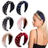 New Pearl Headbands Vintage Artificial Pearl Headbands Hair Hoop Twisted Velvet Tie Beading Wide Hairband Hair Accessories Hair Barrettes for Women Lady - 2 Packs