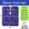 Kids Barber Cape For Hair Cutting at Home or Salon, Barber Shop Haircut Cape for Big Boys Adjustable Neck with Snaps, Monster Truck