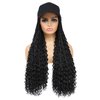 Goddess Box Braids Braiding Hair Baseball Cap Hat Wig Bohemian Curly Ends Box Braids Hat with Braided Hair Extensions for Black White Women Synthetic Braids Hat Wig with Hair Attached (24inch, 1B)