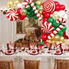 139PCS Christmas Balloon Garland Kit, Red Dark Green White and Metallic Gold Xmas Balloon Arch Set with Candy Cane Gift Box Foil Balloons for New Year Decor Holiday Birthday Party Decorations Supplies