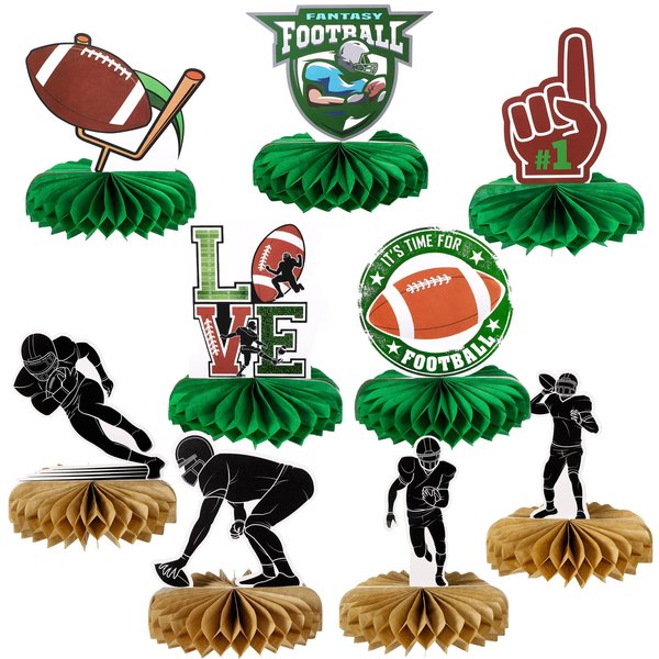 9 Pcs Football Honeycombs Centerpiece 3D Football Centerpieces for Table Football Party Decorations Centerpiece Table Decorations Party Centerpiece Table Decorations for Football Birthday Party Supply