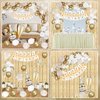 Gold Birthday Decorations for Women Girls,White Gold Happy Birthday Banner Confetti Balloons,Heart Star Balloons,Fringe Curtains,LED Light for Men Boys Birthday Anniversary Party Supplies Favors Decor