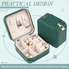 Yinkin 12 Pcs Mini Travel Jewelry Case Bridesmaid Proposal Gift Boxes Small Jewelry Organizer PU Leather Earring Organizer Box Bulk Travel Accessories Portable Travel Jewelry Holder (Green)