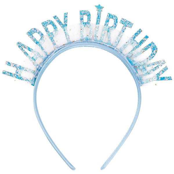 Aprince Blue Birthday Headband Birthday Crown Birthday Tiara Happy Birthday Headband Party Decorations Birthday Crown for Girls
