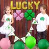 St. Patrick's Day Balloon Garland Arch Kit LUCKY Foil Balloons Pink leaf clover foil balloon for St. Patrick's Day Party Decorations Irish Birthday Party Supplies