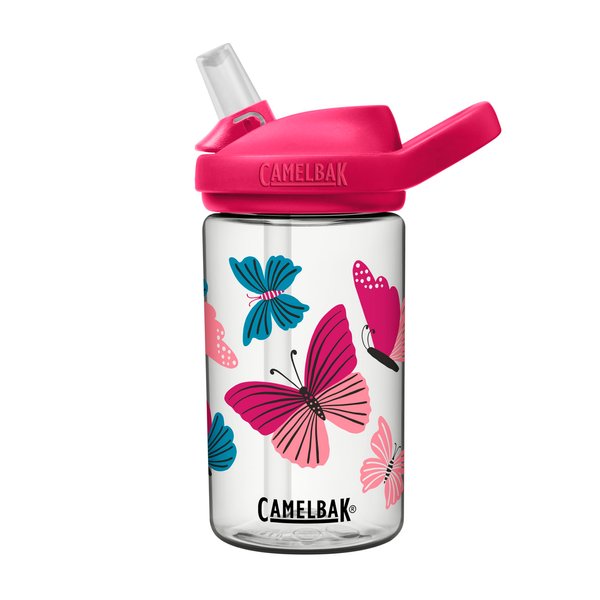 CamelBak eddy+ 14oz Kids Water Bottle with Tritan Renew – Straw Top, Leak-Proof When Closed, Colorblock Butterflies