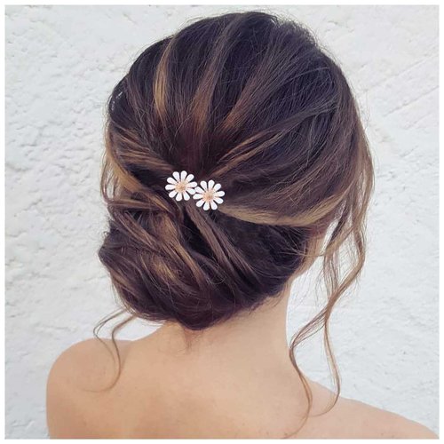 Yheakne Flower Wedding Hair Pins Gold Flower Hairpins Barrette Vintage Hair Barrette Pins Decorative Bobby Pin Boho Hairclip Bride Hair Accessories for Women and Girls 2Pcs (Without pearl)