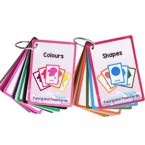 Richardy Colors,Shapes 2 Sets of English Flash Cards Kids Pocket Card Montessori Learning Baby Toys for Children Pre-Kindergarten
