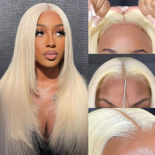 613 Lace Front Wig Human Hair 5x5 Wear and Go Glueless Wigs Human Hair Pre Plucked Pre Cut Blonde Wig Human Hair 613 Straight Wigs Human Hair 180% Density (28inch,5X5 613 Straight Wigs)