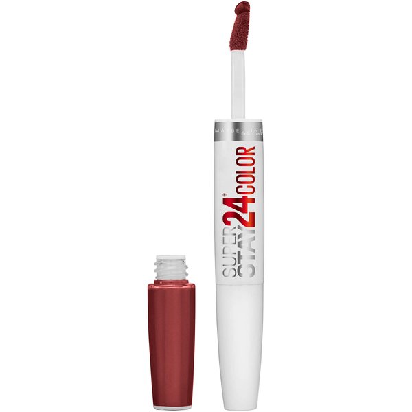 Maybelline New York Super Stay 24, 2-Step Liquid Lipstick Makeup, Long Lasting Highly Pigmented Color with Moisturizing Balm, Everlasting Wine, Plum Red, 1 Count