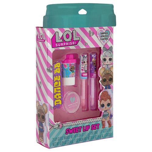 Taste Beauty L.O.L. Surprise! Sweet Lip Beauty Set, Mystery-Flavored Lip Gloss Set with Sticker, 4-Piece Set