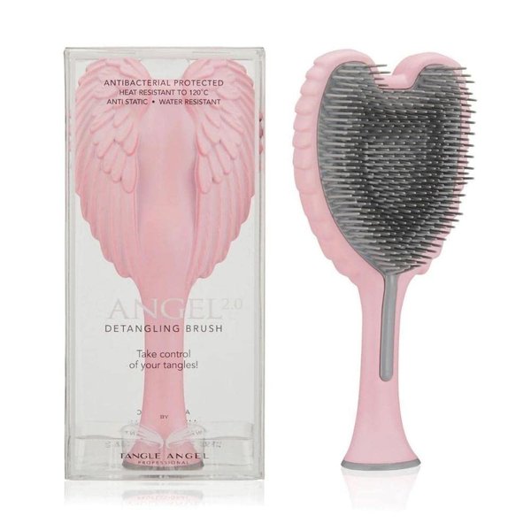 Detangling Hair Brush - Anti Static Angel Wing Hair Brush with Soft & Flexible Bristle for Straight & Wavy Hair - Tangle Angel Hair Detangler Brushes for Blow Drying & Shower - Matt Satin Pink