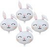 AVMBC 4Pcs Easter Bunny Balloons Bunny Head Foil Balloons Happy Easter Rabbit Mylar Balloons for Easter Animal Rabbit Theme Party Birthday Baby Shower Decorations Supplies