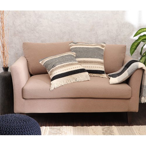 REDEARTH Handmade Boho Throw Pillow Covers - Bohemian Chic Farmhouse Style - Accent Woven Indoor and Outdoor Pillow Cushion Cases for Couch - Bed - Chair - Sofa - Bench – Set of 2 - 18"x18" - Natural