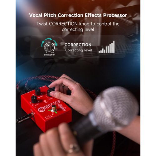 FLAMMA FV01 Vocal Effects Processor Pitch Correction Voice Pedal Vocal Stompbox Microphone Amplifier for Singer Live Singing Streaming Recording with Delay Reverb Acoustic Guitar Playing