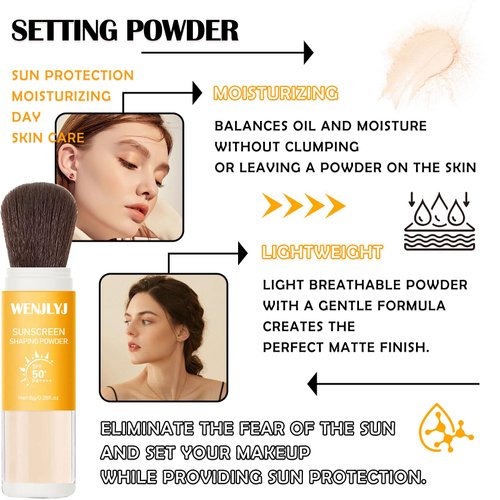 Mineral Sunscreen Setting Powder Makeup,Translucent Powder SPF 50 PA++,Oil Control Long Lasting Face Setting Powder Sunscreen,Matte Finish,Lightweight,Breathable,All Skin