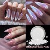 BISHENGYF Pearl Chrome Nail Powder:【Super Mirror Effect】White Pearl Chrome Nail Powder Ice Transparent Aurora Chrome Nail Powder for Nails Art DIY